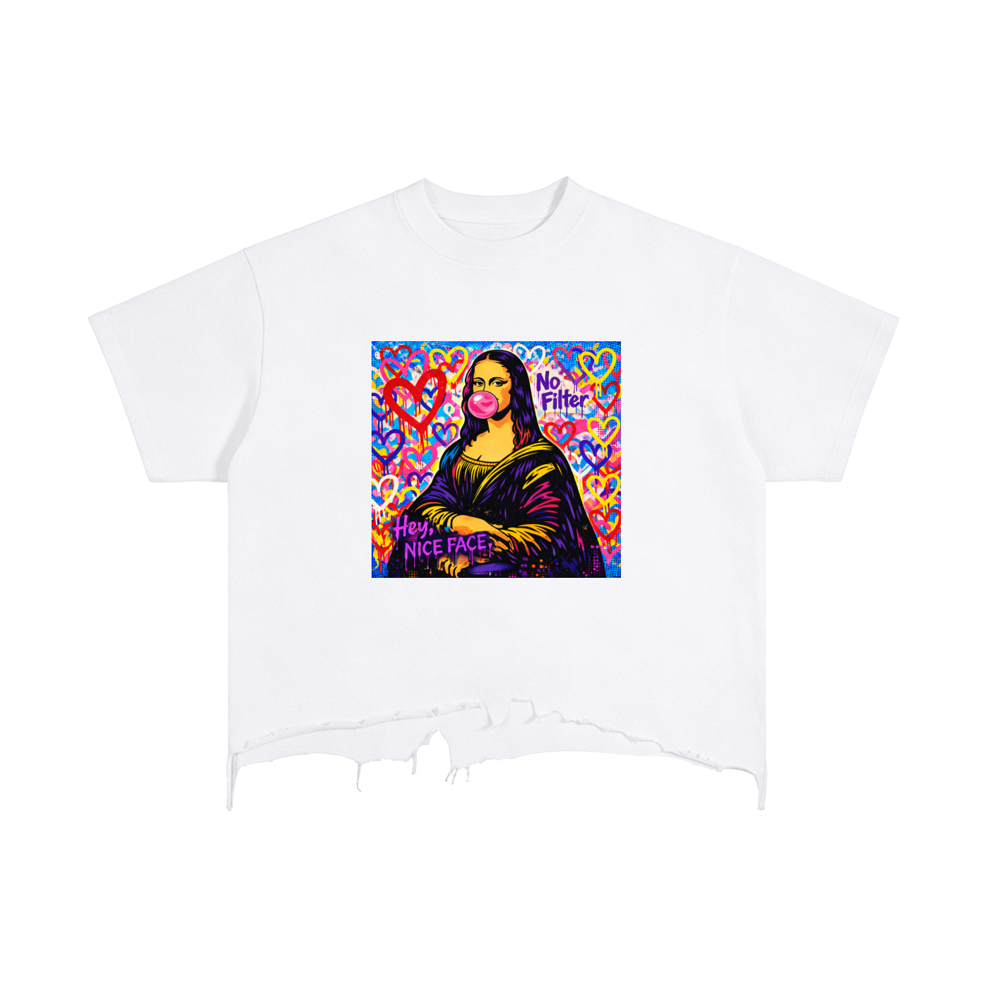 The NICE FACE Boxy Distressed Hem Expressionist Tee - Mona Pop