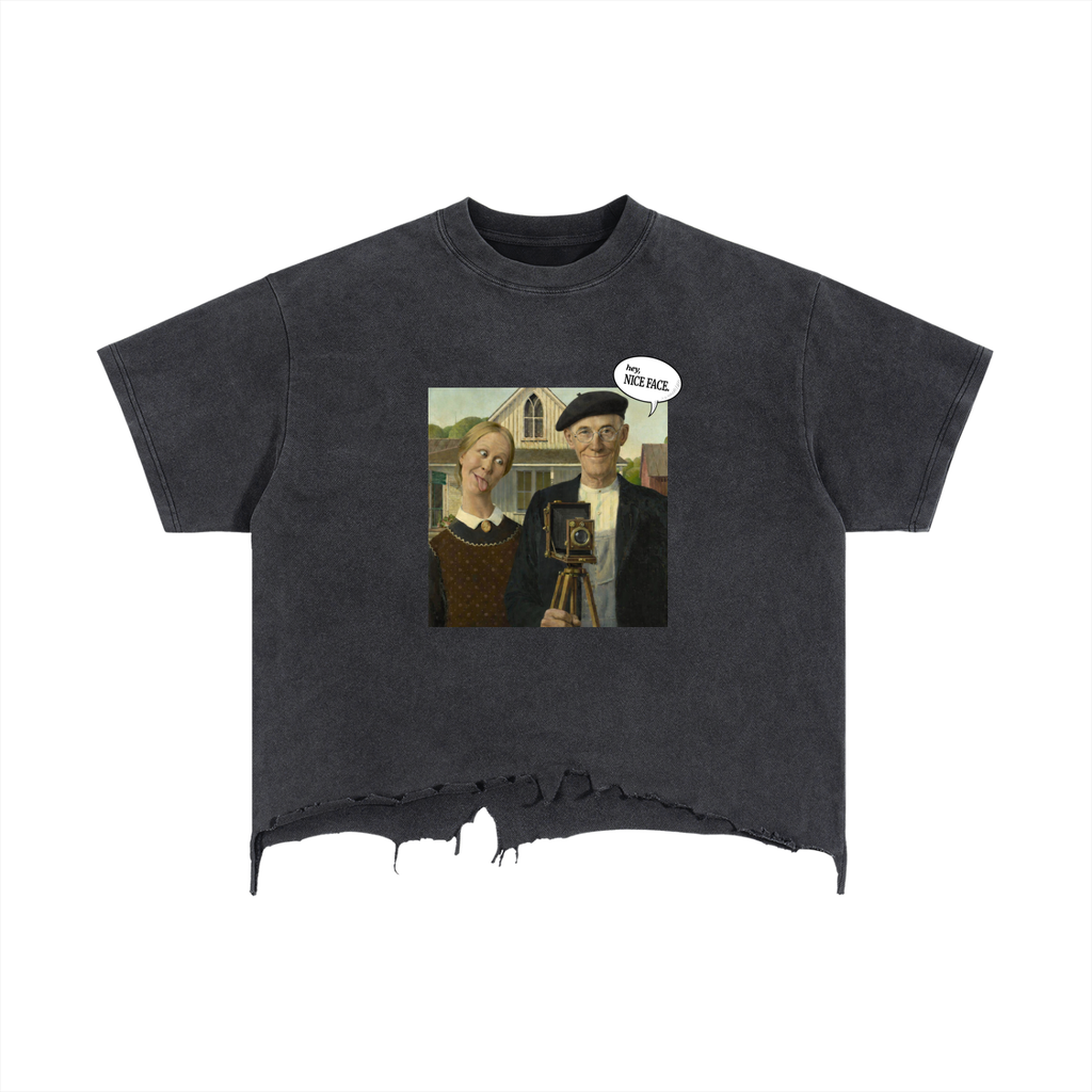 The NICE FACE Men's Boxy Distressed Hem Expressionist Tee - They're So Gothic