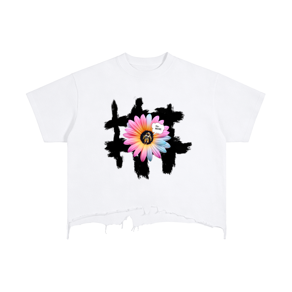 The NICE FACE Boxy Distressed Hem Expressionist Tee - Artemis