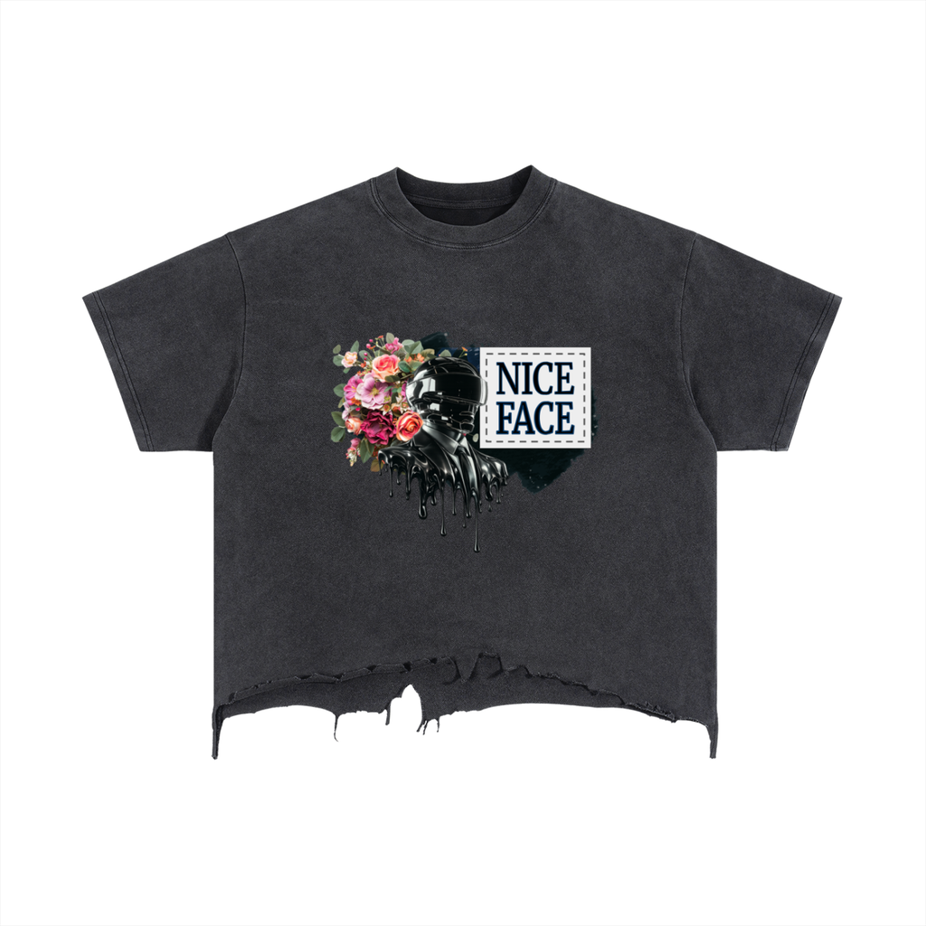 The NICE FACE Men's Boxy Distressed Expressionist Tee - See You Through My Lenses